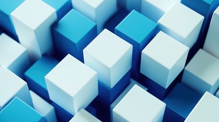 Obraz premium Abstract Blue and White Cube Pattern
