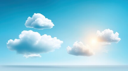 Obraz premium Dreamy light blue sky with white clouds gently floating, creating a peaceful, serene backdrop for nature-inspired designs.