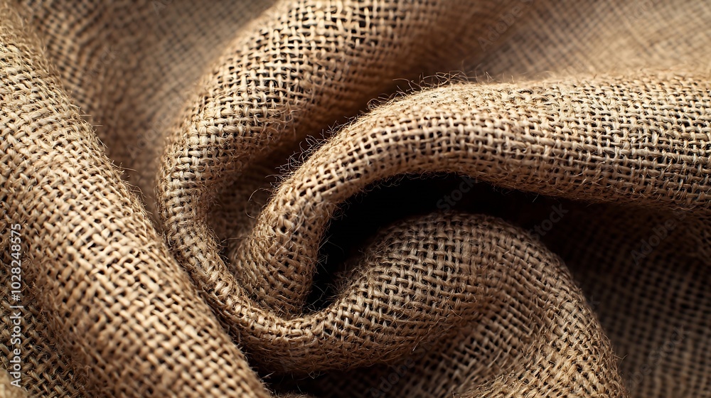 Fototapete Burlap canvas fabric texture background Top view Copy space : Generative AI