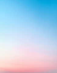 Obraz premium Serene pastel sky, a breathtaking canvas of soft pink and blue hues blending seamlessly at the horizon. A tranquil, dreamy atmosphere.