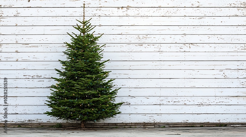 Poster christmas and new year background christmas tree on a white wooden background copy space : generativ