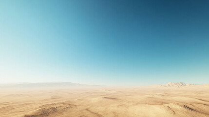 Fototapeta premium A mesmerizing view of a vast desert stretching into the horizon under a clear blue sky.