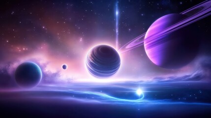 Soft galaxy wallpaper with deep blues, purples, and twinkling stars, creating a calming, space-inspired visual.