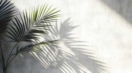 Obraz premium Palm Leaf and Shadow on a White Wall
