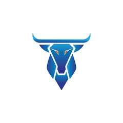 bull head logo icon gradient coloring illustration design vector