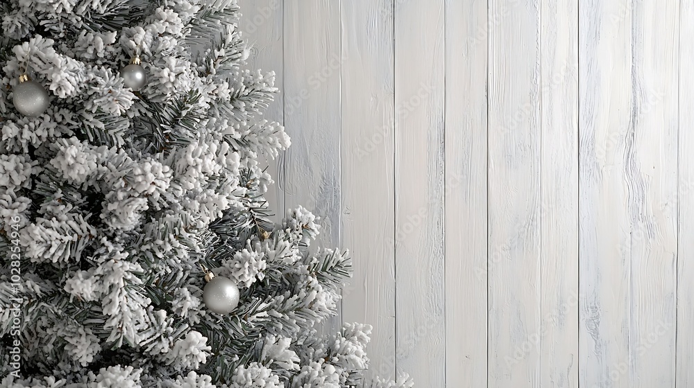 Poster christmas and new year background christmas tree on a white wooden background copy space : generativ