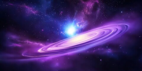 Obraz premium Vibrant purple galaxy background filled with twinkling stars and swirling nebulas in shades of purple and blue.