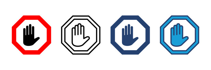 Stop icon vector. stop road sign. hand stop icon vector