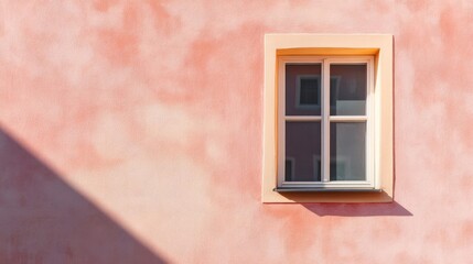 Fototapeta premium Single Window on a Pink Wall with Shadow
