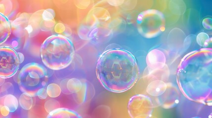 Colorful Soap Bubbles with Rainbow Reflections