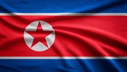 北朝鮮の国旗(waving national flag of north korea.)
