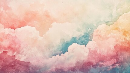 Abstract Watercolor Painting of Clouds in Pastel Colors