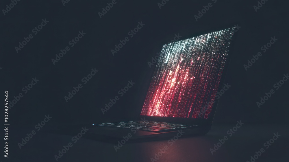 Poster laptop with binary code