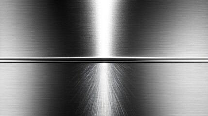 Obraz premium Brushed Metal Surface with a Bright Vertical Line and a Horizontal Seam