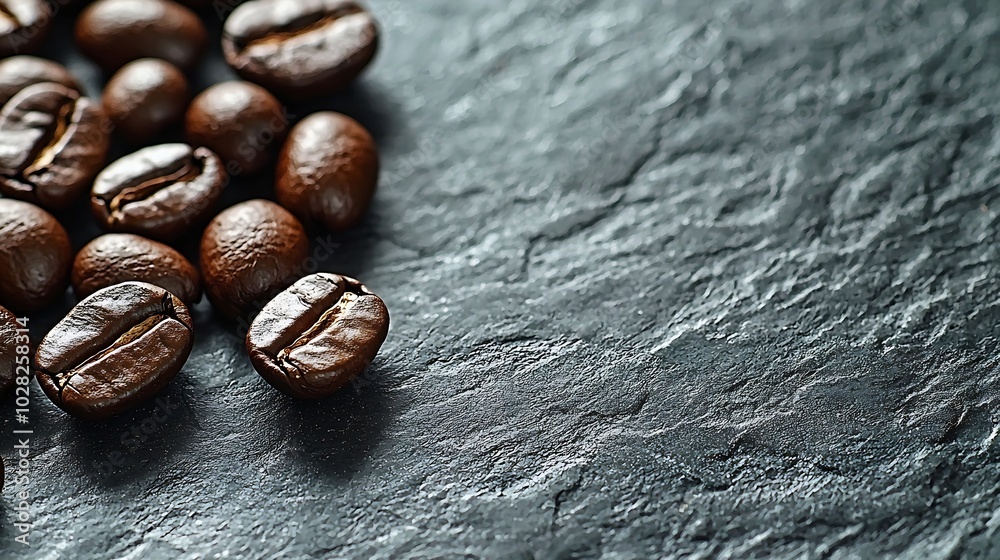 Aufkleber coffee beans on grey slate background copy space : generative ai