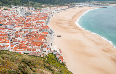 view of the beach nazare portugal	