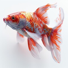 Vibrant Red Koi Fish Cartoon Illustration