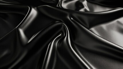 Draped Black Fabric with Smooth, Reflective Surface