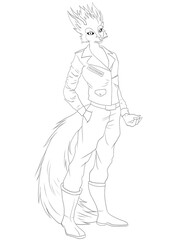 Furry character in black suit