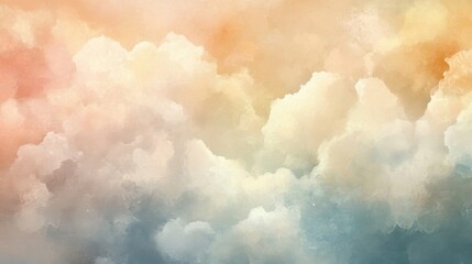 Watercolor Painting of Abstract Clouds in Pastel Tones