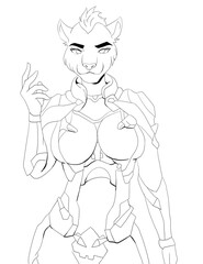 Humanoid lion character with cyberpunk style