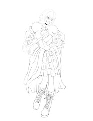 Horror anime girl in a dress