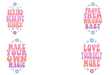 Be Kind Be Brave Be Honest, prove them wrong baby, Make Your Own Magic, Love Yourself More retro keychain designs