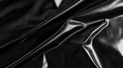Black Leather with Soft Drapes and Glistening Texture