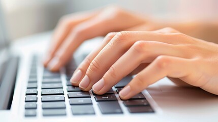 Hands glide over a sleek laptop keyboard in a cozy nook, showcasing the essence of remote work and connection.