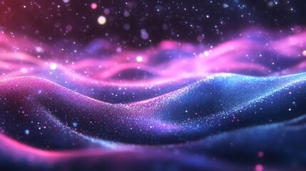 Fototapeta premium Abstract Wavy Glittering Surface with Pink and Blue Hues