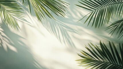 Obraz premium Palm Fronds Cast Shadows on a White Wall
