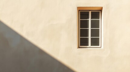 A Single Window on a Light-Colored Wall