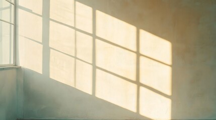 Window Light Casting a Grid Pattern on a White Wall