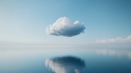 Single Cloud Reflection in Calm Water