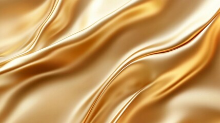 Golden Fabric Draped in Smooth, Elegant Waves