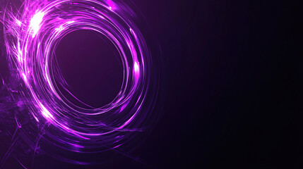 Abstract glowing neon ring on a black background