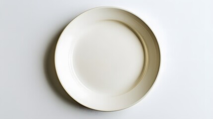 Empty ceramic round plate isolated on white background. 
