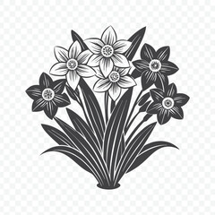 Elegant Floral Bunch with Daffodil Silhouette Vector Illustration for Decorative and Artistic Design Projects