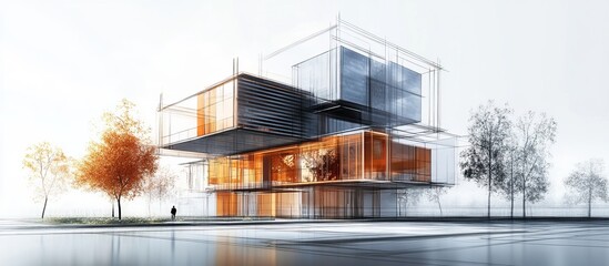 Architectural Sketch of a Modern Building