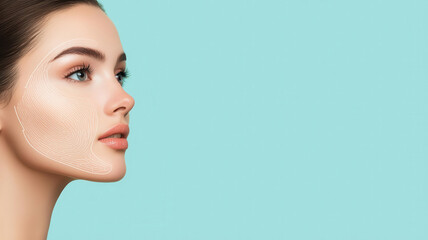 Obraz premium Futuristic skin rejuvenation using holographic facial mapping, showcasing precise, noninvasive technology for antiaging