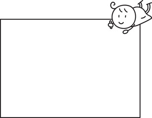 Fototapeta premium 寝そべって大きな用紙に絵や文字を書く女の子