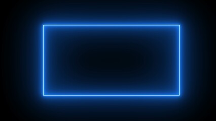 Abstract cosmic vibrant color square border. Blue, red-purple, green illuminate frame collection design. Top view futuristic style. Set of glowing neon lighting isolated on background with copy space.
