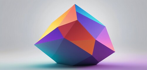 An abstract polygonal shape with smooth edges, filled with a subtle gradient of colors, set against a plain background.