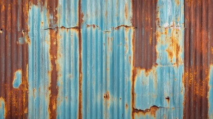 Obraz premium Rusty and Worn Corrugated Metal Sheet