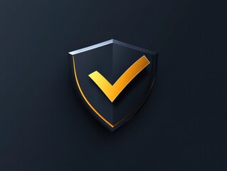 Sleek security shield logo with a check mark symbolizing verified protection, ideal for cybersecurity or antivirus branding