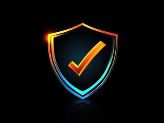 Sleek security shield logo with a check mark symbolizing verified protection, ideal for cybersecurity or antivirus branding