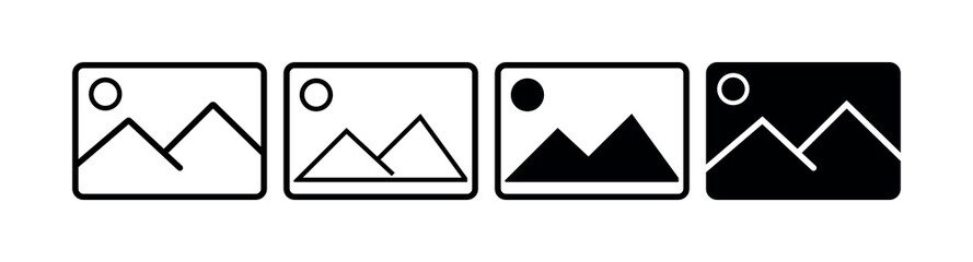 photo gallery icon. silhouette picture, photograph square gallery buttons.