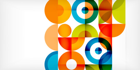 Obraz premium Minimal geometric abstract background. Circle square and triangle design. Trendy techno business template for wallpaper, banner, background or landing