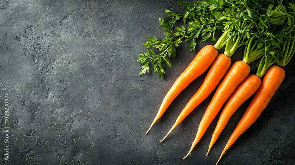 Poster fresh carrots bunch on a grey stone background top view copy space : generative ai