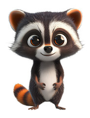 Fototapeta premium Adorable Cartoon Raccoon Illustration with Transparent Background for Design Projects and Overlays